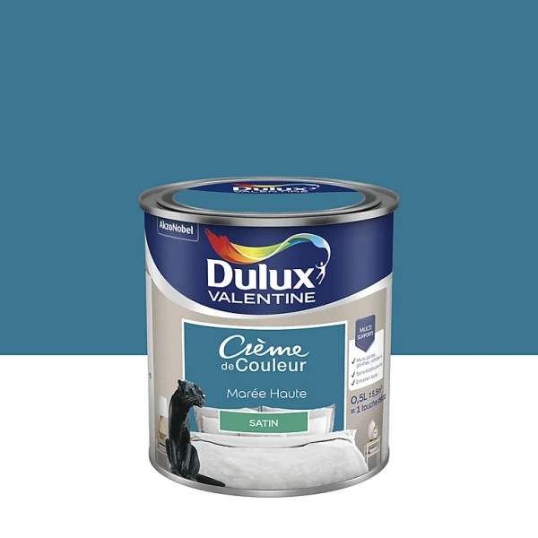 Castorama Peinture Crème De Couleur Dulux Valentine Satin Marée Haute 0,5L magasin en ligne france 1