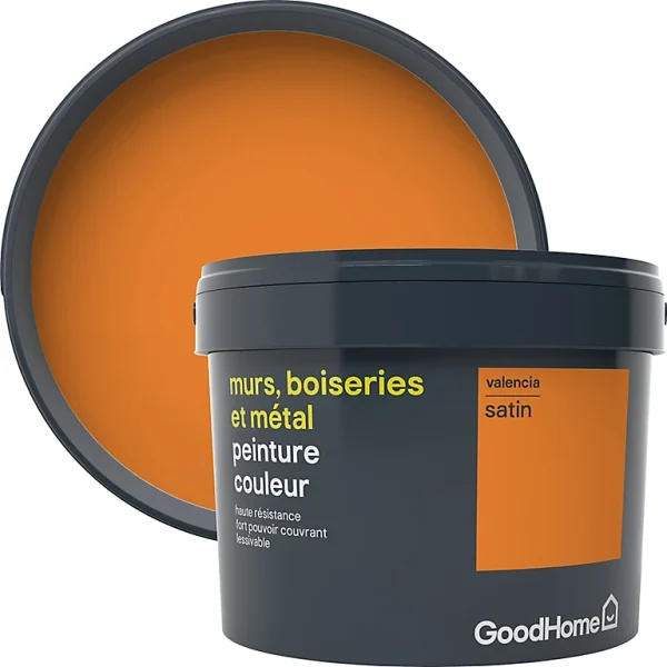 Castorama Peinture Résistante Murs, Boiseries Et Métal GoodHome Orange Valencia Satin 2,5L nouvelle saison 1